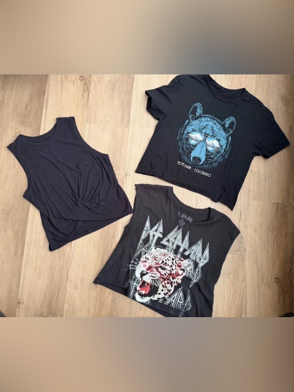 Custom Cropped Graphic Tee Bundle & Knot Front Tank | Size S-M | 3 Tops